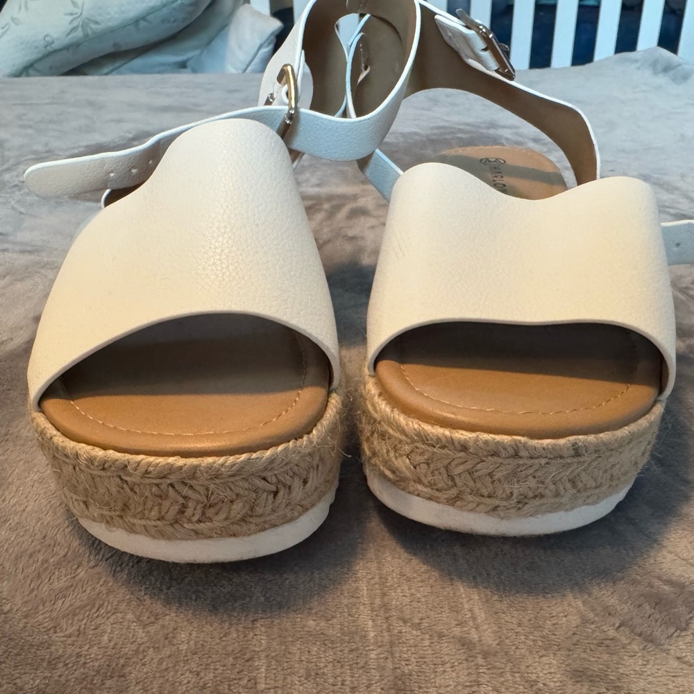 White Espadrille Platform Sandals - Picture 3 of 7